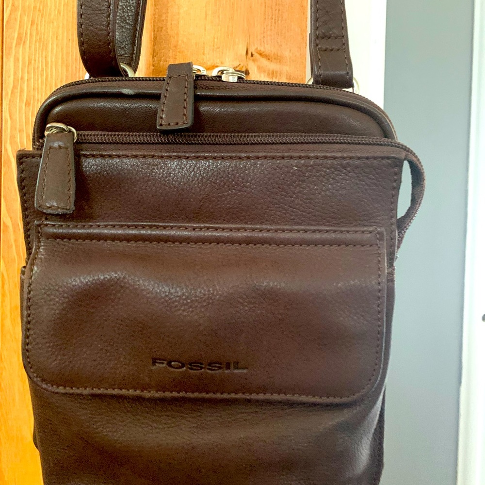 Fossil Vintage Brown Leather Organizer Crossbody